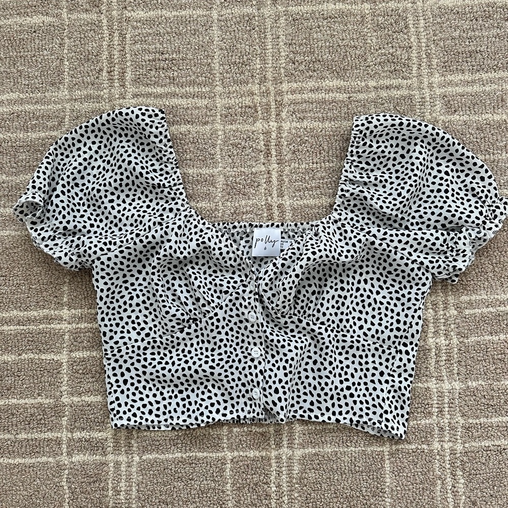 Princess Polly Roland Black and White Polka Dot Crop Top